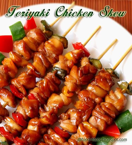 Teriyaki chicken skew, yakitori, Food For Tots