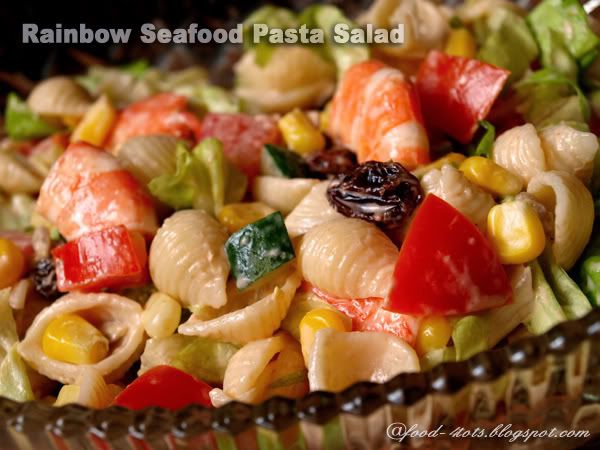 Rainbow Seafood Pasta Salad, pasta salad, Salad, salad for kids