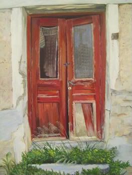 old house door painting