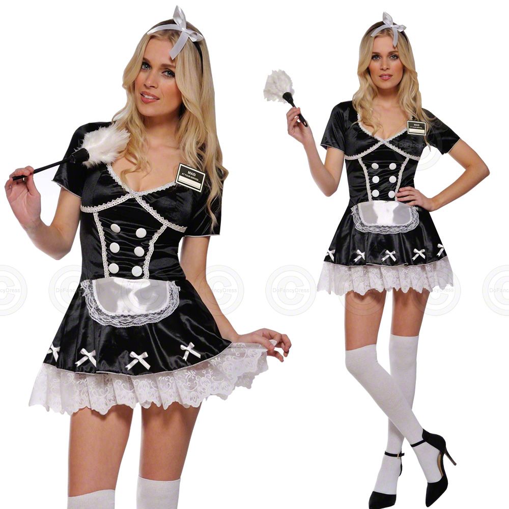 Sexy French Maid Waitress Fancy Dress Outfit Costume Womens Ladies Naughty Vc Ebay