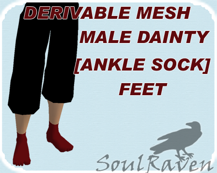 SoulRaven male Skin Tight Dainty Feet Ankle Sox Mesh