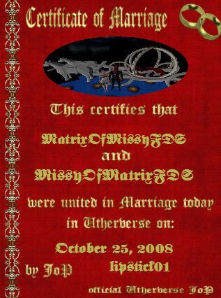 marriage cert to missy