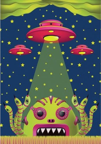 alien invasion print