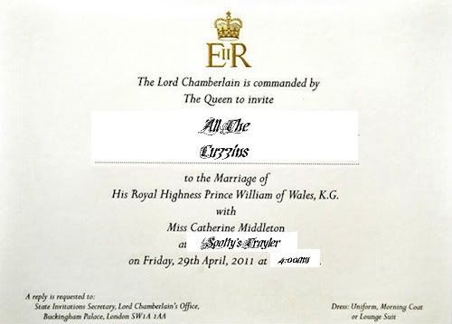 william and kate wedding invitation. prince william and kate