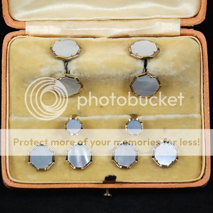 1940S FULL SET CUFFLINKS AND BUTTONS MOTHER OF PEARL  