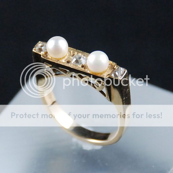 1920S PEARL & OLD MINE DIAMOND LADIES RING  