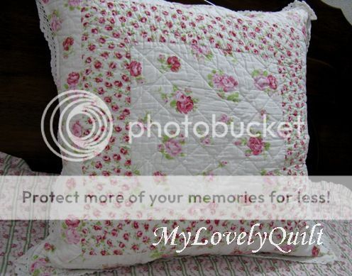 Pink Roses Patchwork Quilted Euro Cushion Cover 45x45cm
