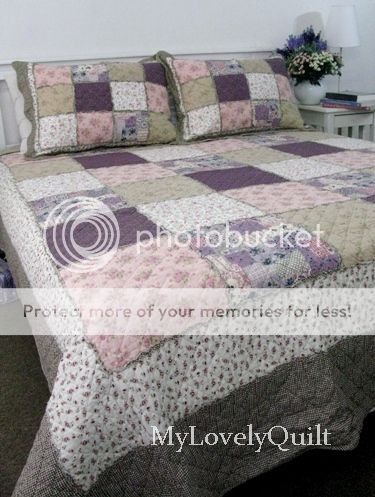   KHAKI Ruffled Quilted Patchwork BEDSPREAD Quilt 3pc set QUEEN  